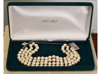 Four Strand And 14k Gold Pearl Bracelet (CTF10)