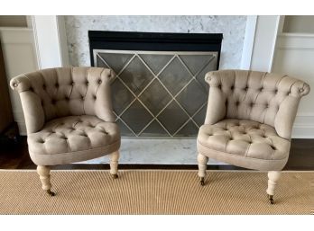 Pr. Of Tufted Slipper Chairs (CTF10)