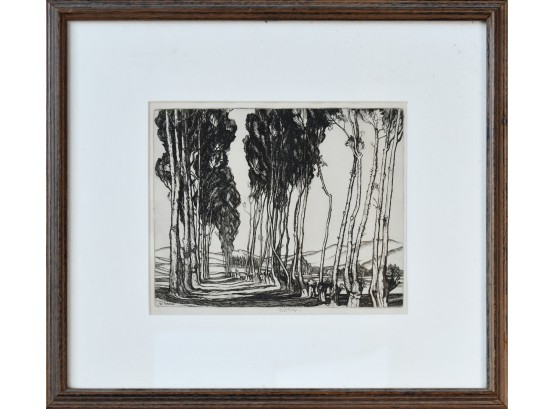 Roi Partridge Pencil Signed Etching, Tree Grove (CTF10)
