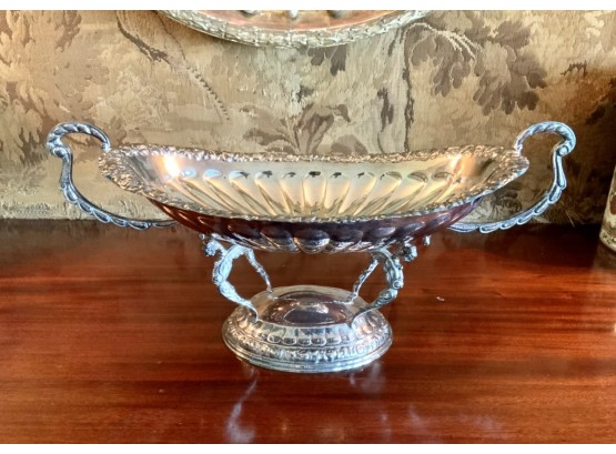 Silver Double Handled Bowl On Stand  (CTF10)