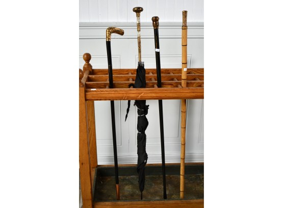 Four Gold Filled Antique Walking Sticks And A Parasol (CTF10)