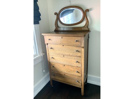 Vintage Oak Chest With Mirror (CTF20)