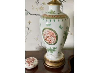 Chinese Porcelain Scholars Box With Dragon And A Fine Porcelain Table Lamp CTF10)