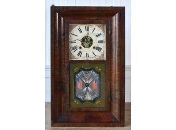 19th C. Mantle Clock, Reverse Painted Tablet With Washington Motif (CTF10)