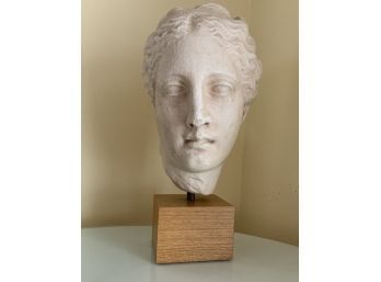 Museum Replica Plaster Bust On A Wood Stand(CTF10)