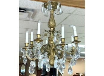 Antique Bronze And Crystal Chandelier (CTF20)