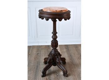 Antique Walnut Stand With Marble Top (CTF10)