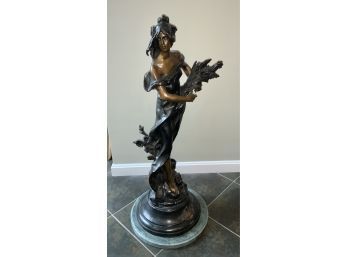 Bronze Sculpture Maiden With Flowers (CTF20)