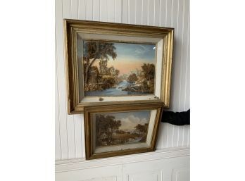 Two Victorian Era Landscapes With Moss In Shadowbox Frames (CTF20)