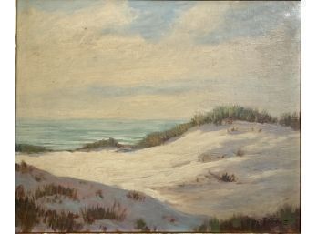 Vintage Oil Painting, Beach Scene, Signed (CTF10)