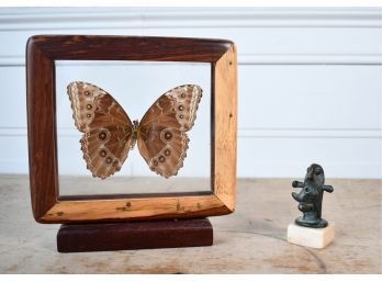Small Bronze Zsako 1991 Figure & Morpho Framed Butterfly (CTF10)