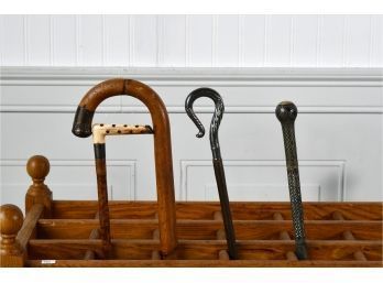 Four Antique Walking Sticks, Three Mounted With Sterling (CTF10)
