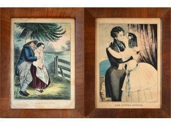 Two Antique Currier And Ives Prints, The Accepted And The Lovers Return (CTF10)