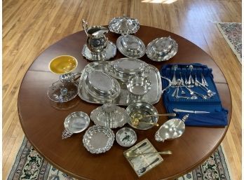 Large Assortment Of Silver Plated Serving Pieces (CTF20)