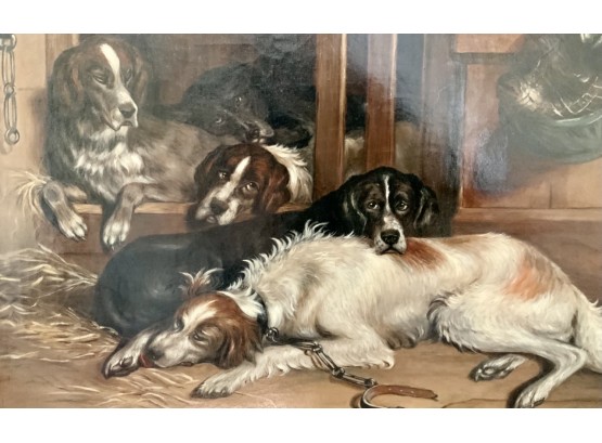 19th C. American School Painting, Hunting Dogs (CTF10)