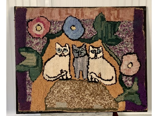 Antique Hooked Rug Cats (CTF10)