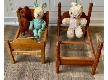 Two Vintage Doll Beds And Three Vintage Stuffed Toys (CTF10)