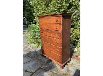 18th C. New England Cherry Six Drawer Chippendale Chest (CTF30)