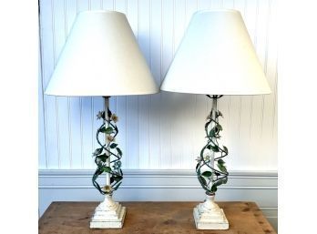 Two Antique Floral Lamps (CTF10)