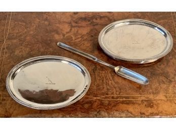 English Silver Tea Stands And Marrow Spoon (CTF10)