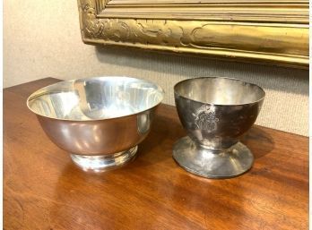 Two Sterling Pieces: Paul Revere Bowl And Hallmarked Footed Bowl, 23.6 Ozt (CTF10)