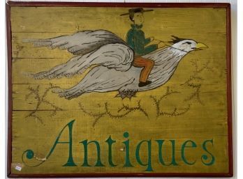 Paint Decorated Wooden Antiques Trade Sign (CTF10)