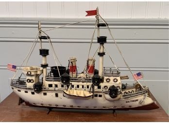 Vintage Tin Toy Ship, The Baltimore Ship(CTF10)