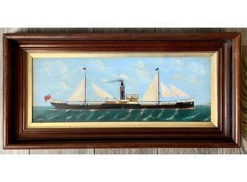 Vintage Oil On Board, Sailing Steam Ship (CTF10)