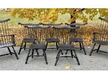 Set Of Seven M.W. Tulloch VT Made Windsor Dining Chairs (CTF30)