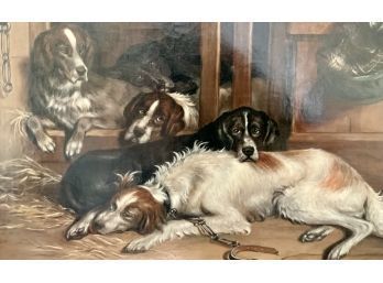 19th C. American School Painting, Hunting Dogs (CTF10)