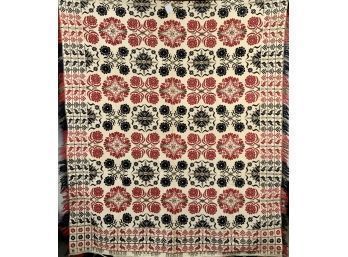 Antique 19th C. Coverlet Dated 1844 (CTF10)