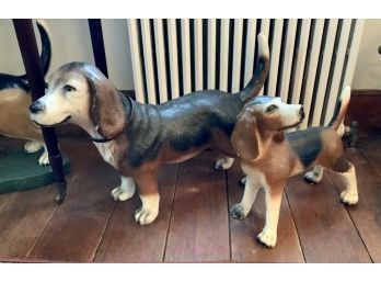 Vintage Paint Decorated Cement Beagles (CTF10)