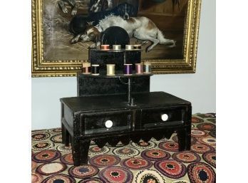 19th C. Two Drawer Table Top Spool Holder (CTF10)