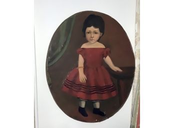 19th C. American School Oil Painting Portrait Of A Child (CTF10)