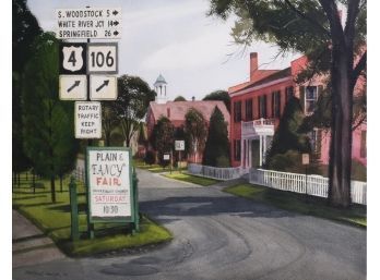 Mitchell Hager, The Green In Woodstock, VT, Watercolor (CTF10)