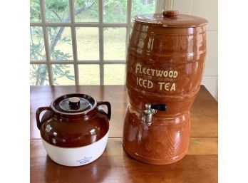 Rare Fleetwood Iced Tea Crock & Covered Bean Pot (CTF2)