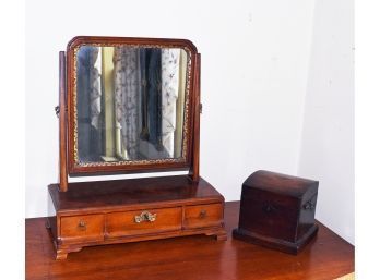 Antique Dresser Mirror &  Antique Tea Caddy (CTF10)