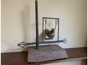 Vintage Folk Art Swinging Bird Ornament (CTF10)