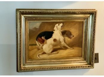19th C. G. Smythe Oil On Canvas, Hunting Dogs  (CTF10)