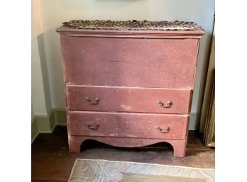 Early 19th C. Red Two Drawer Blanket Chest (CTF20)