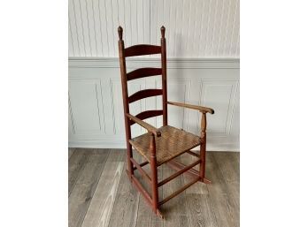 19th C. Red Painted Arm Rocker (CTF10)