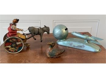 Vintage Strato Mechanical Bank, Lehman Tin Toy, Duck Figure (CTF10)