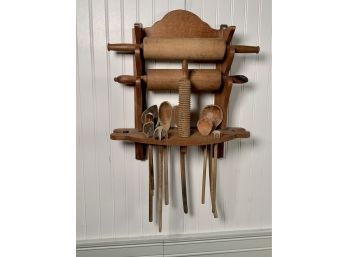 Vintage Country Wall Rack With Kitchen Utensils (CTF10)