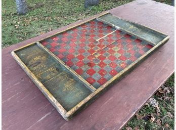 Antique 19th C. Country Decorated Game Board (CTF10)