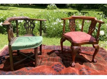 Two Carved Mahogany Corner Chairs (CTF20)