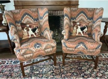 Pr. Chippendale Style Wing Chairs (CTF20)