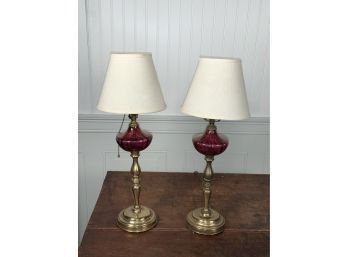 Two Vintage Brass Lamps (CTF10)