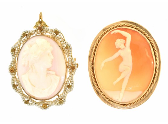 Two Gold Cameo Pins (CTF10)