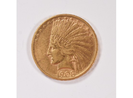 1908-D Ten Dollar Indian Gold Piece (CTF10)