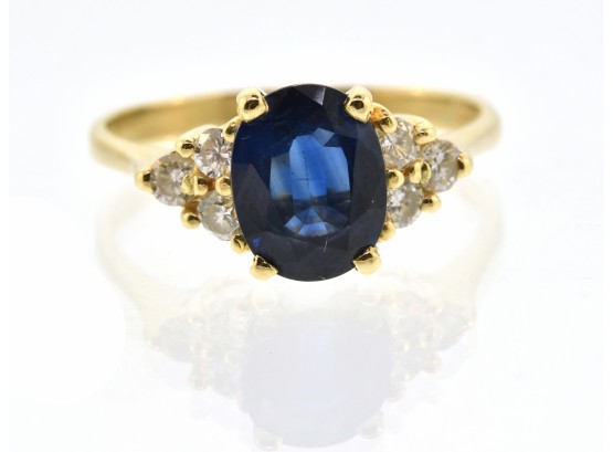 Classic 14k Sapphire And Diamond Ring (CTF10)